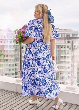 Романтичне плаття-халат з v-подібним вирізом і комірцем 50-64 рр. женское платье батал 015610 вл6 фото