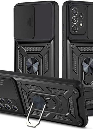 Чехол fiji camera defence для samsung galaxy a32 (a325) бампер с защитой камеры и подставкой black