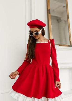 Плаття дитяче підліткове в стилі old money, ошатне, червоне