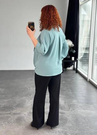 Блуза вільного силуету ментолового  кольору3 фото