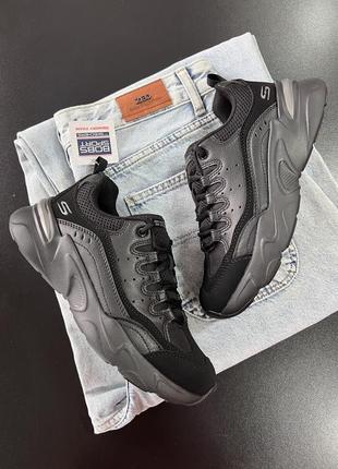 Гарненькі total black базові кросівки skechers /сша/
