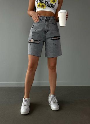 Женские джинсовые шорты высокая посадка3 фото