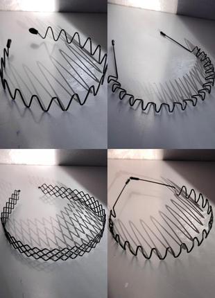 Металевий обруч обідок для волосся на голову зиґзаґ зигзаг тонкий чорний жіночий чоловічий