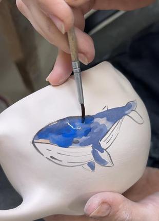 Горнятка «киты», керамическая чашка, ручная роспись, ручная работа, посуда5 фото