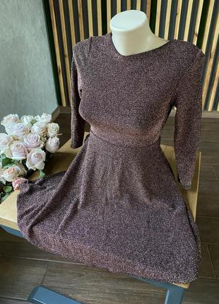 Маленька сяюча сукня з люрексом рожеве золото new look