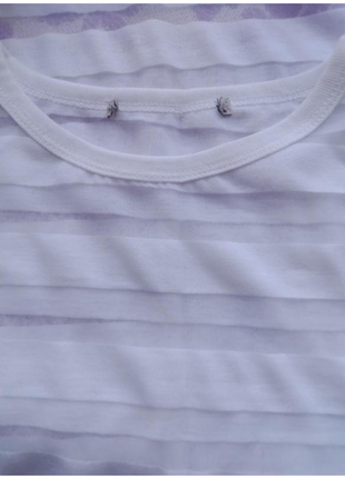 Полупрозрачный лонгслив в полоску, белая туника сетка, белый джемпер прозрачный,...