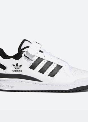 Кроссовки adidas forum low white black, кеды адидас форум лоу белые с черным