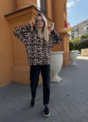 Леопардовый худи свободного кроя