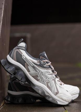 Кроссовки asics gel-quantum kinetic white beige black, спортивные кроссовки асикс гель квантум беж с белым 40