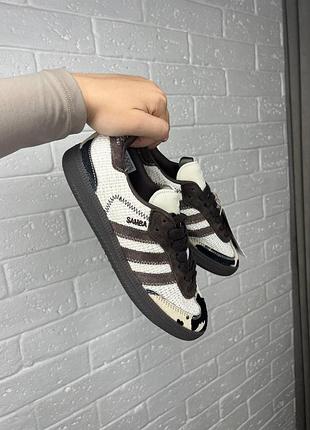 Жіночі кросівки adidas natitle x samba og cow print, кеди адідас самба бежеві з коричневим