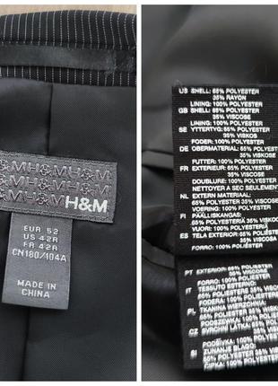 Удлиненный черный оверсайз пиджак в мелкую белую полоску, h&amp;m8 фото