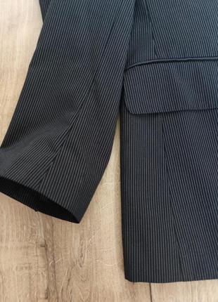 Удлиненный черный оверсайз пиджак в мелкую белую полоску, h&amp;m6 фото