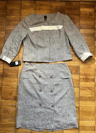 Костюм елегантний з льону жіночий юбка піджак