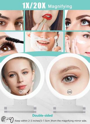 Увеличительное зеркало b beauty planet с подсветкой 20x/1x, двустороннее настольное...