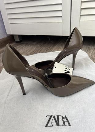 Туфли zara high-heel, серо-коричневый(new)