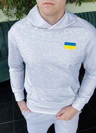 Худі pobedov 97 - наклейка прапорець сірий