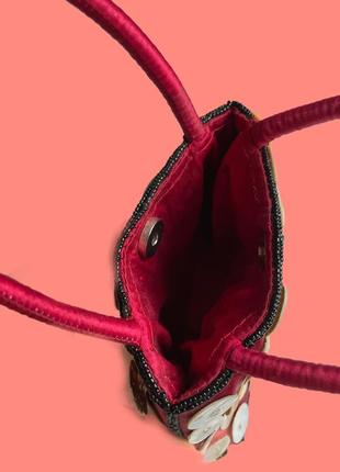 Дитяча цікава сумка з ракушками , червона , маленька