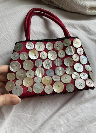 Дитяча цікава сумка з ракушками , червона , маленька