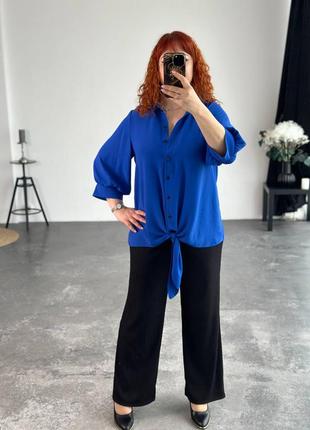 Блуза вільного силуету яскраво синього кольору1 фото