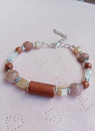 Яшма, золотой песок. "dolce vita". браслет 2.