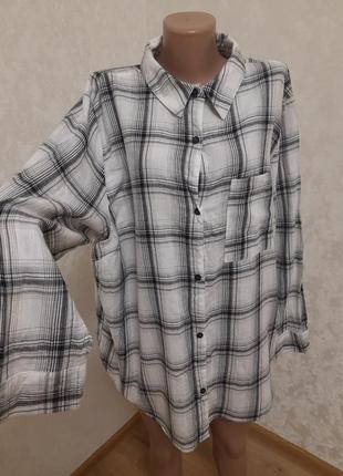 Отличная прямая рубашка в клетку большой размер