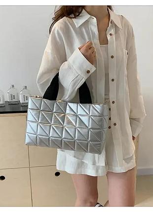 Жіноча стьобана сумка шоппер з ручками fashion | 6670-1