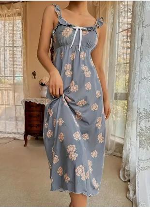 Ночная рубашка с цветочным принтом, xl    р. 52