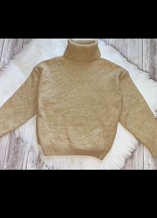 Бежевый оверсайз свитер, свитер под горло h&m, базовый бежевый свитер