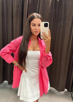 Стильная рубашка zara фуксия