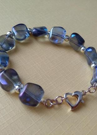 Браслет из бусин хамелеон и натурального гематита