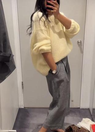 Фланельні штани прямого крою зборочками zara
