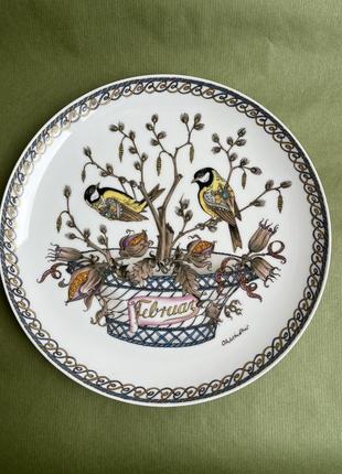 Коллекционные тарелки, большие из серии "птицы. месяцы года", hutschenreuther3 фото