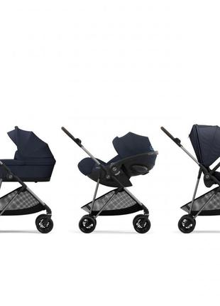 Коляска melio dark blue (з бампером)8 фото