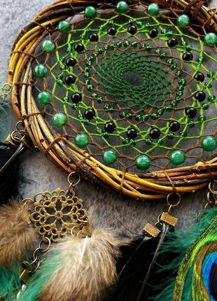 Натуральный ловец снов из лозы зумрудный. ловец снов изумрудный