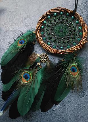 Натуральный ловец снов из лозы зумрудный. ловец снов изумрудный