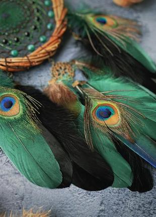 Натуральный ловец снов из лозы зумрудный. ловец снов изумрудный