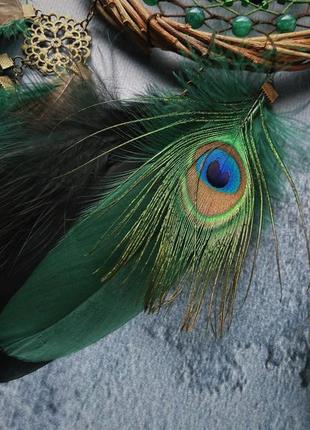 Натуральный ловец снов из лозы зумрудный. ловец снов изумрудный