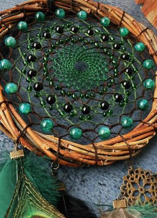 Натуральный ловец снов из лозы зумрудный. ловец снов изумрудный