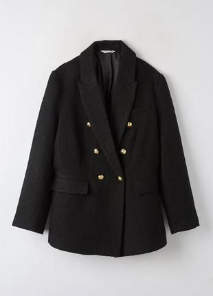 Новый твидовый пиджак двубортный блейзер букле в стиле zara4 фото