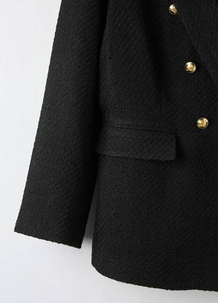 Новый твидовый пиджак двубортный блейзер букле в стиле zara6 фото