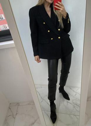 Новый твидовый пиджак двубортный блейзер букле в стиле zara8 фото