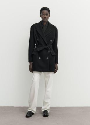 Massimo dutti | короткий тренч из 100% шерсти с поясом