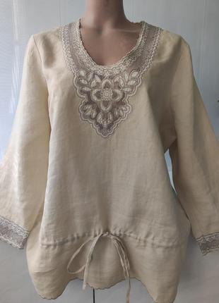 Шикарная рубашка вышиванка из натурального льна размер l- xl