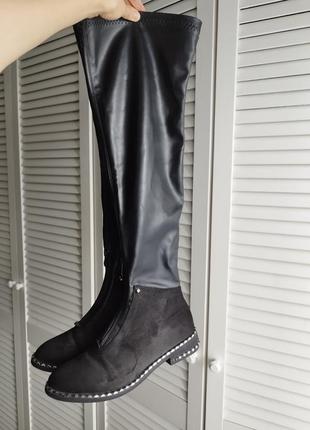 Чорні високі ботфорти 41 розмір (27см)