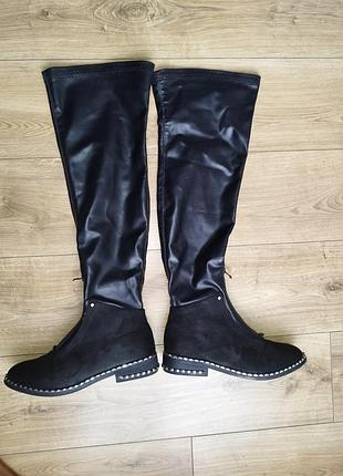 Чорні високі ботфорти 41 розмір (27см)