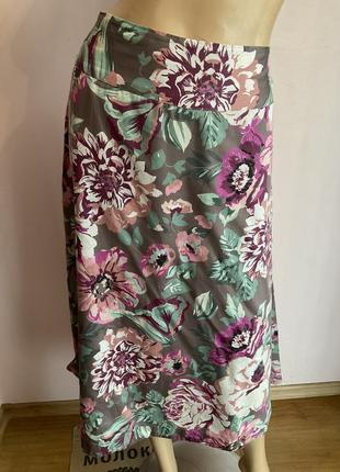 Хлопковая юбка в цветы/ l/ brend monsoon
