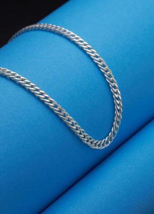 Классическая серебряная цепочка плетево ромбик.4 фото