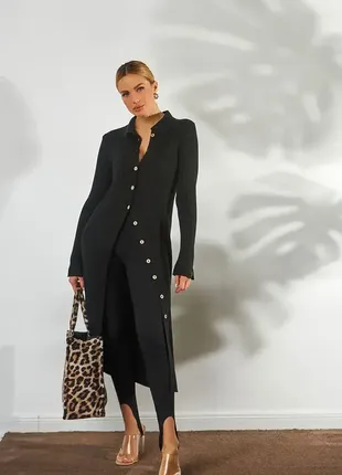 Платье кардиган в рубчик