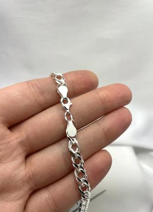 Классическая серебряная цепочка плетево ромбик.2 фото