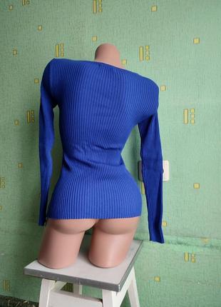 Кофта. жіноча кофта. xs-s. в рубчик. moëwy tu. кофта в рубчик. синя кофта.6 фото